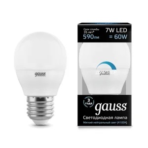 Лампа Gauss LED Globe-dim E27 7W 4100К диммируемая Улыбка Света